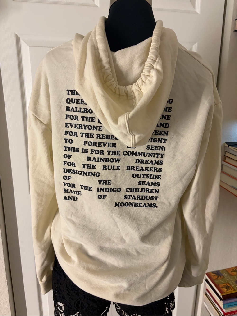 Target Cream Graphic Hoodie with Black Text